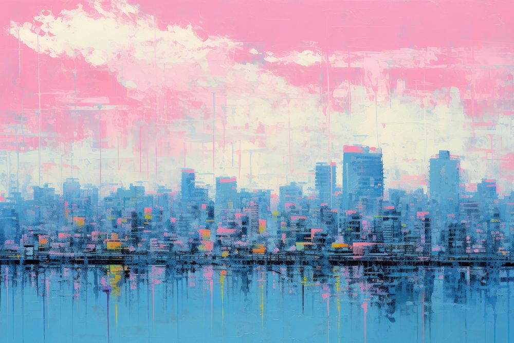 Tokyo lanscape painting architecture backgrounds. AI generated Image by rawpixel.