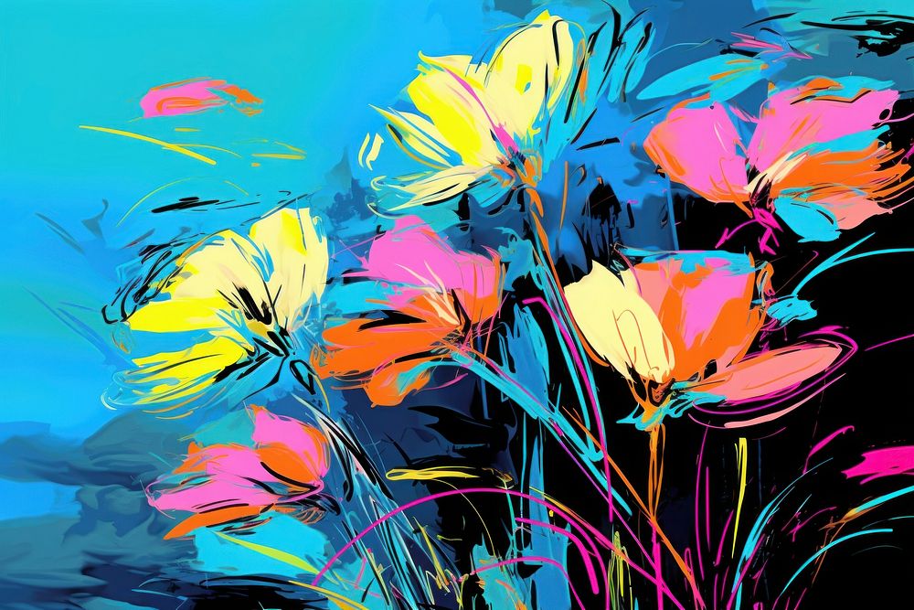 Foral feild painting pattern inflorescence. AI generated Image by rawpixel.