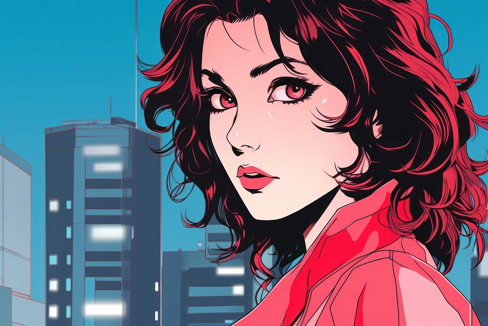 Close up confident woman portrait adult anime manga. AI generated Image by rawpixel.