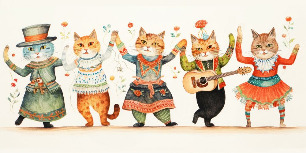 Cats dance mammal animal adult. AI generated Image by rawpixel.
