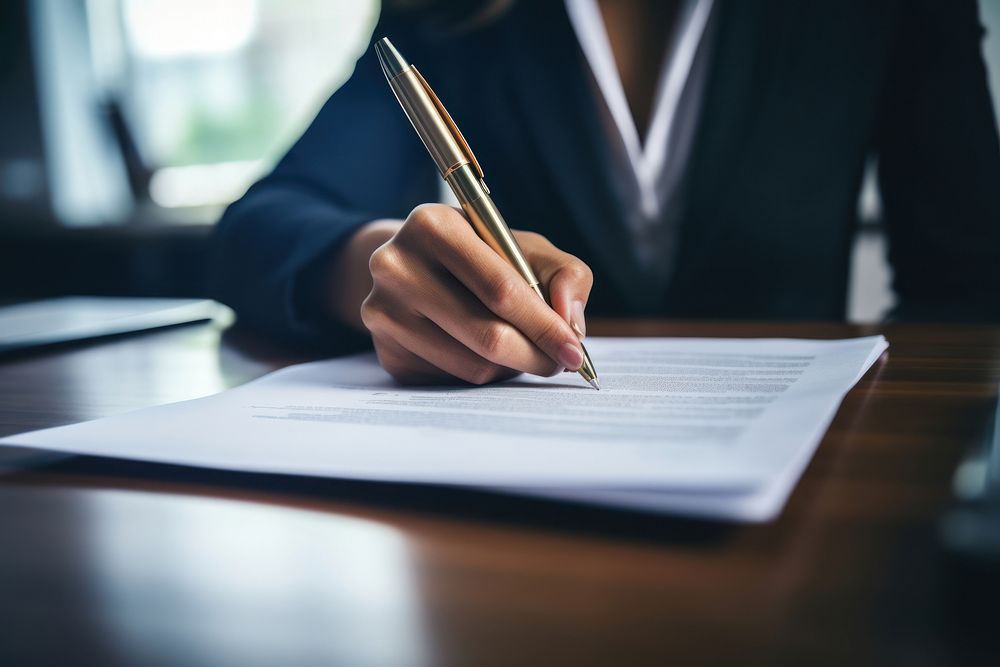 Businesswoman checking paperwork document writing. AI generated Image by rawpixel.