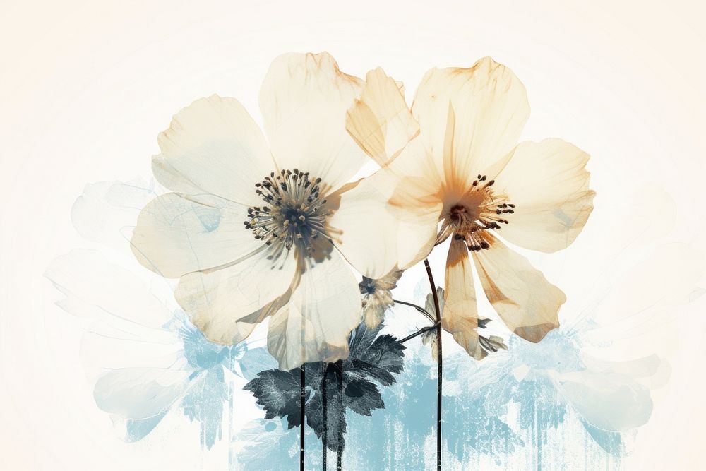 White flower painting graphics blossom. AI generated Image by rawpixel.