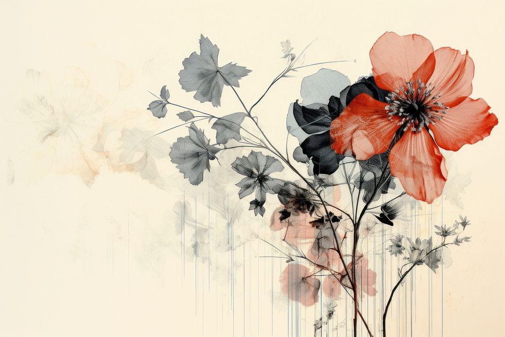 Wild flower art painting graphics. AI generated Image by rawpixel.