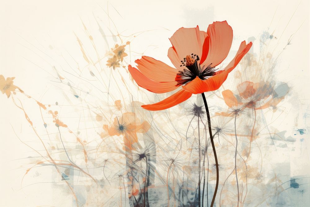 Wild flower poppy plant inflorescence. AI generated Image by rawpixel.
