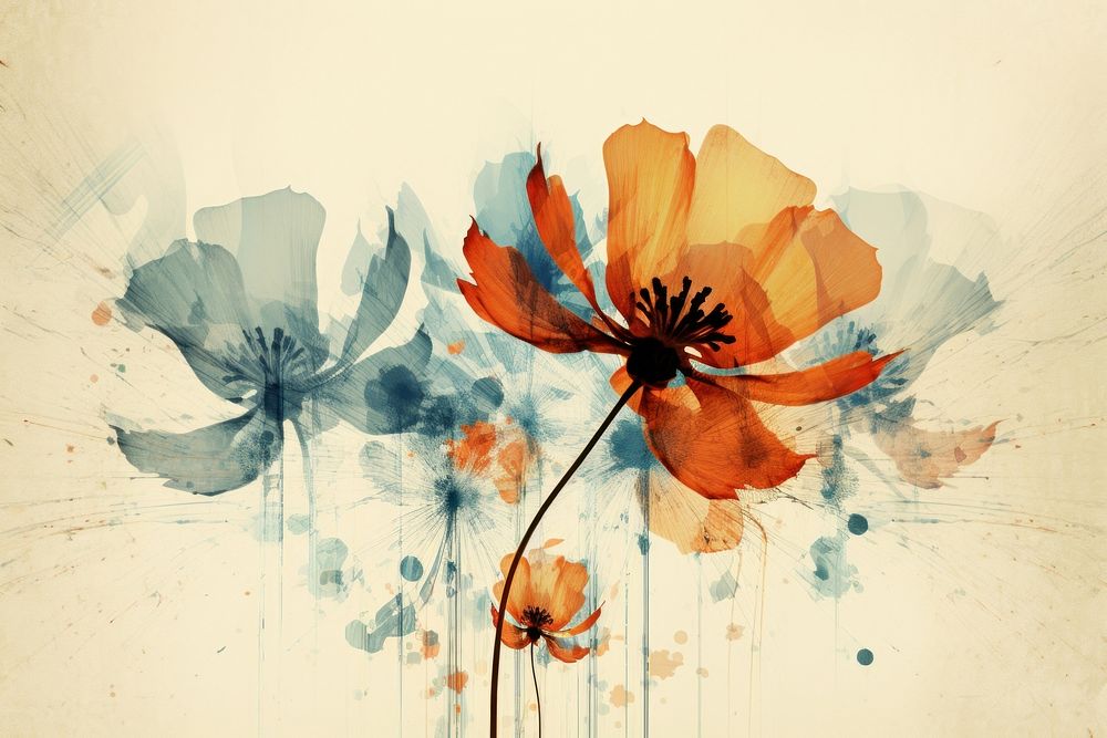 Wild flower art painting graphics. AI generated Image by rawpixel.