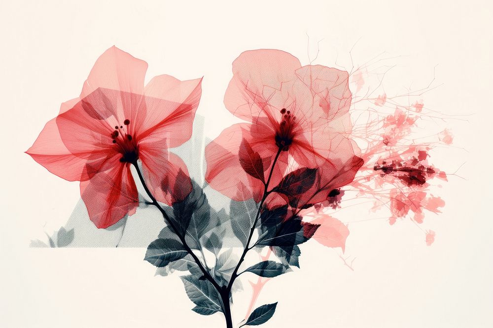 Pink flower graphics plant art. AI generated Image by rawpixel.