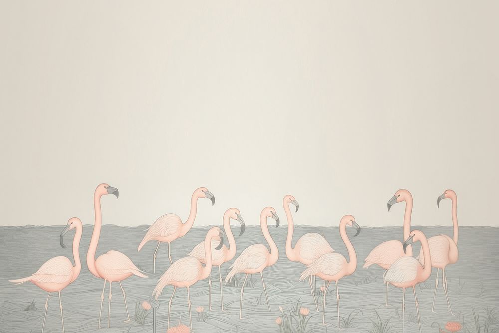 Flamingos animal bird wildlife. AI generated Image by rawpixel.