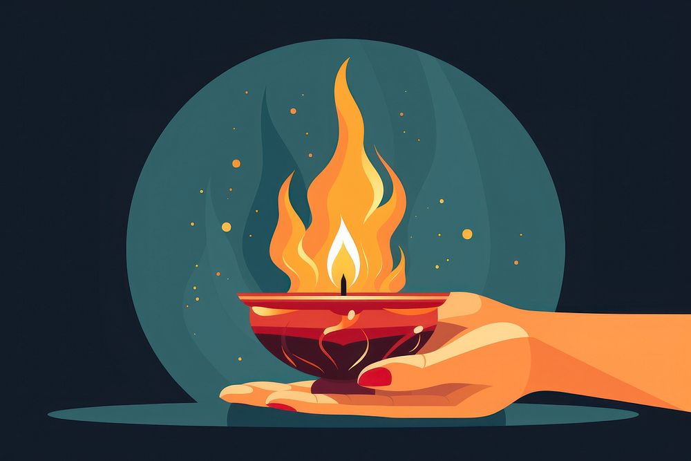 Candle fire illuminated fireplace. AI generated Image by rawpixel.