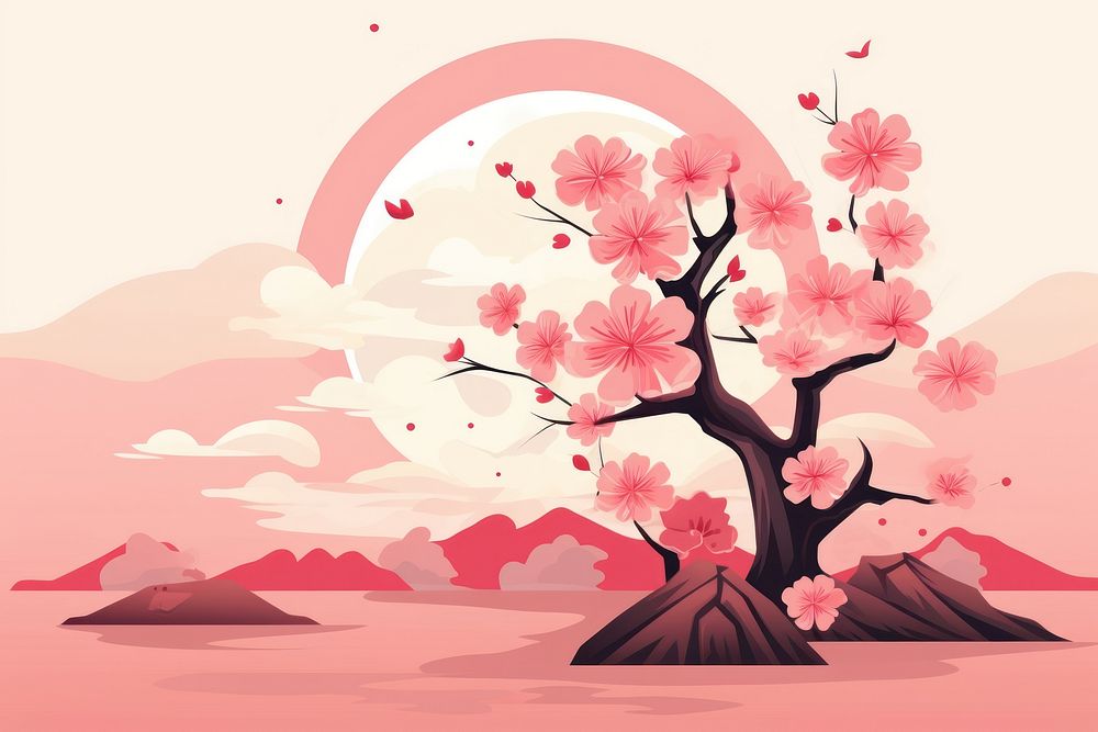Sakura flower blossom plant tranquility. AI generated Image by rawpixel.