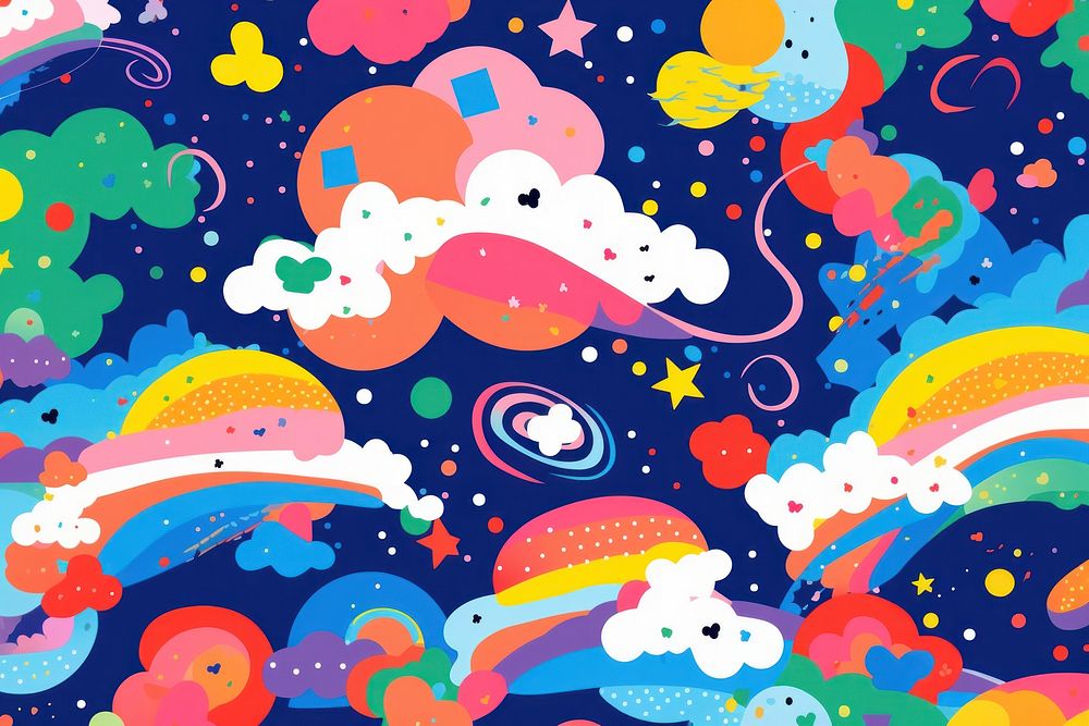 Vibrant cloud and stars pattern graphics backgrounds creativity. AI generated Image by rawpixel.