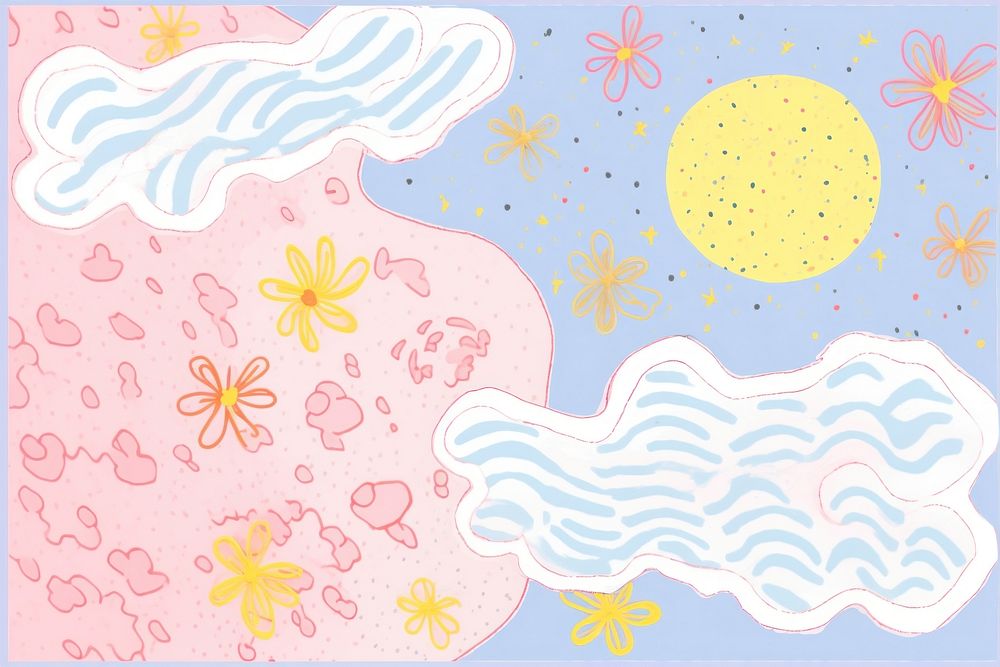 Cloud and sun outdoors pattern art. AI generated Image by rawpixel.