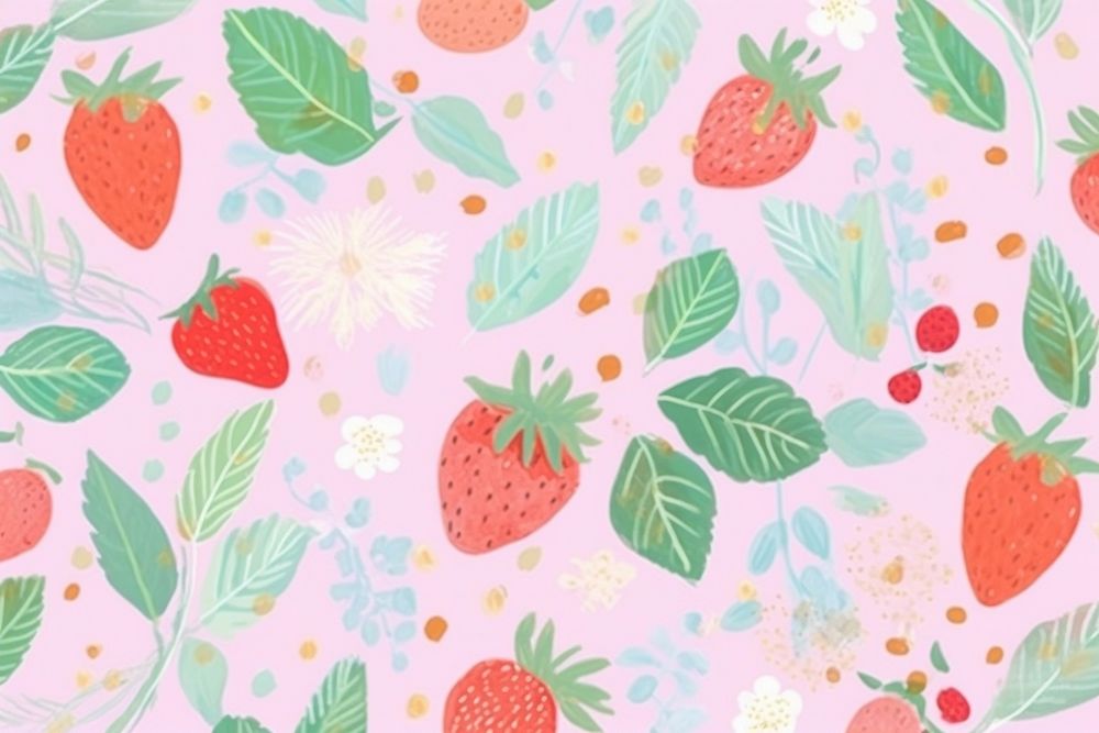 Strawberry pattern fruit plant. AI generated Image by rawpixel.
