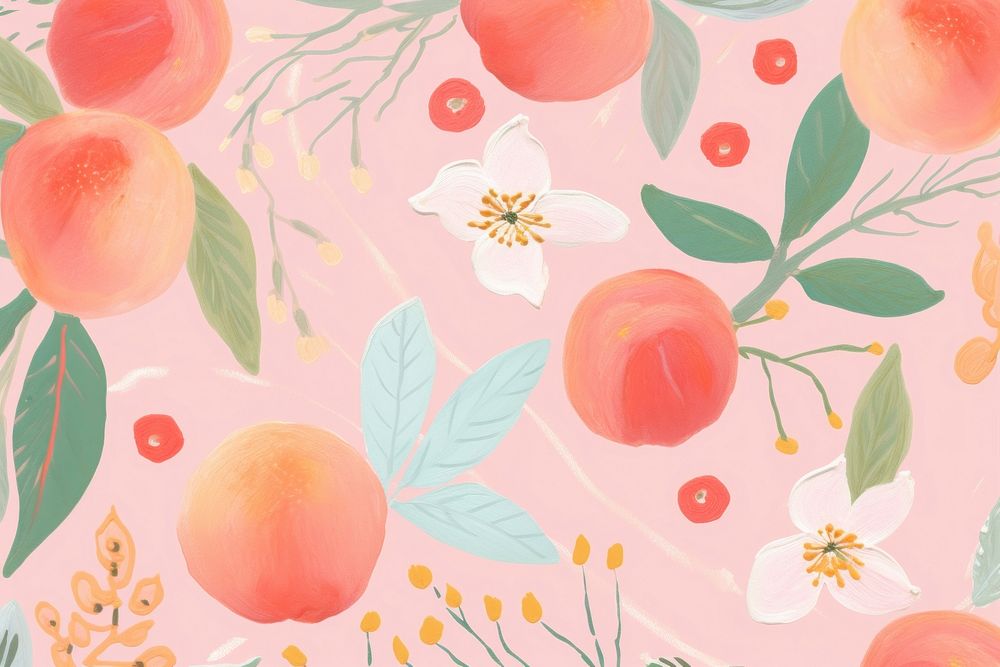 Peach pattern fruit plant. AI generated Image by rawpixel.