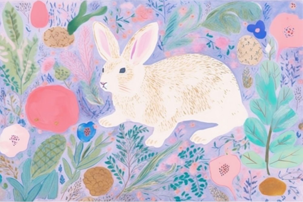 Rabbit art painting animal. AI generated Image by rawpixel.