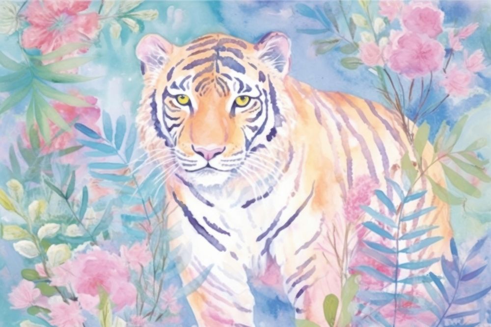 Tiger art wildlife painting. AI generated Image by rawpixel.