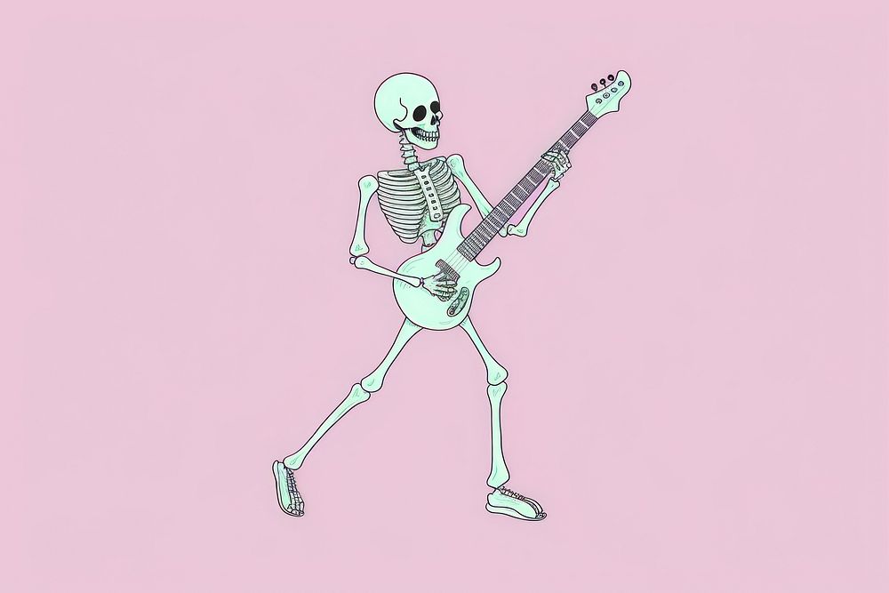 Skeleton playing guiter guitar entertainment performance. AI generated Image by rawpixel.