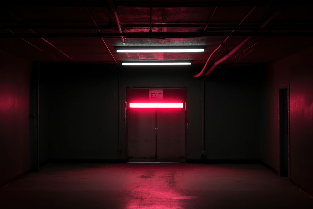 Exit sign lighting neon room. AI generated Image by rawpixel.