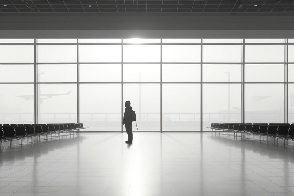 People at the airport architecture silhouette reflection. AI generated Image by rawpixel.