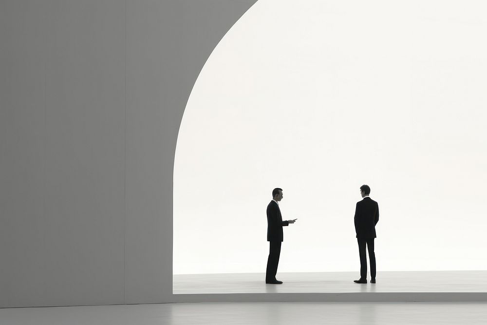 Two business people have an agreement silhouette togetherness architecture. AI generated Image by rawpixel.