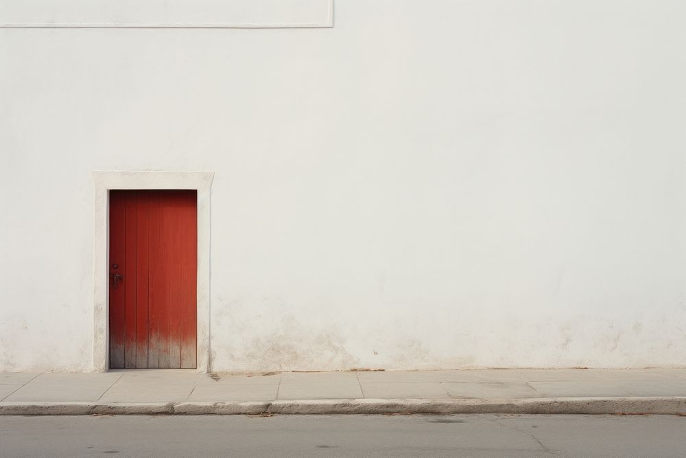 White wall and red door architecture building street. AI generated Image by rawpixel.