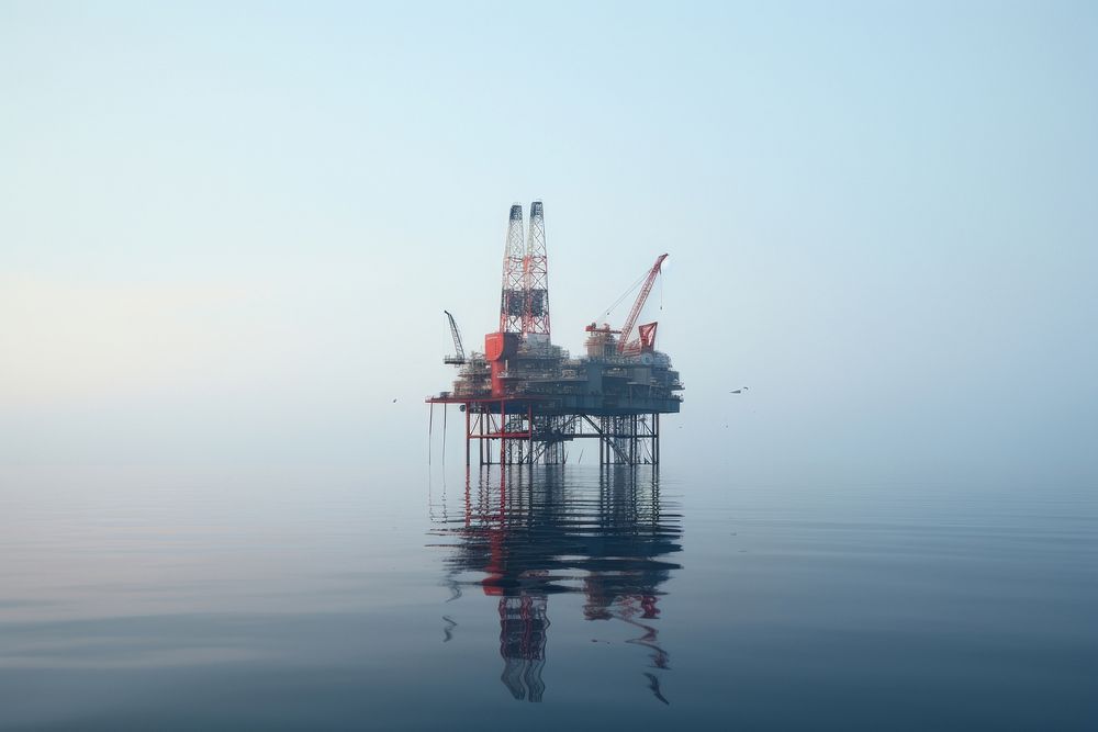 Offshore drilling outdoors construction reflection. AI generated Image by rawpixel.