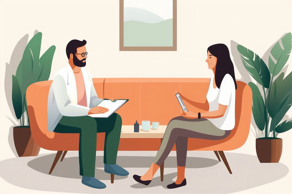 Talking to patient conversation furniture interview. 