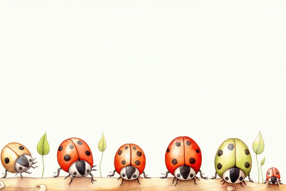 Ladybugs border animal insect invertebrate. AI generated Image by rawpixel.