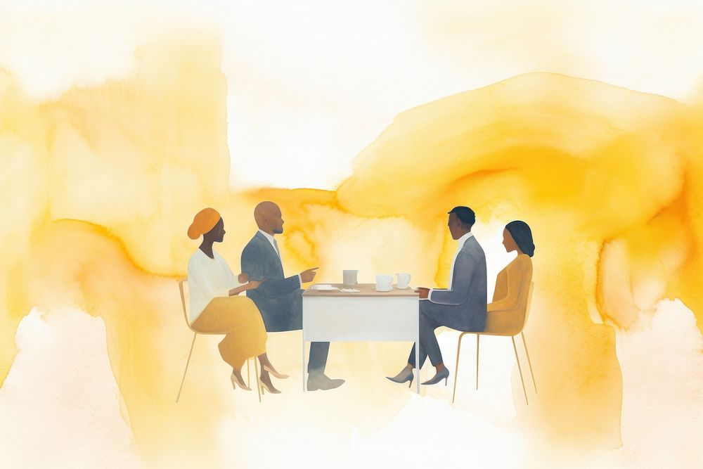 Business people having a meeting furniture table chair. AI generated Image by rawpixel.