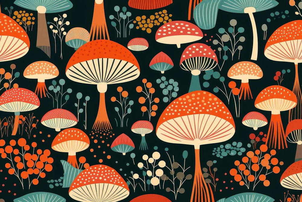 Mushroom pattern backgrounds fungus. AI generated Image by rawpixel.