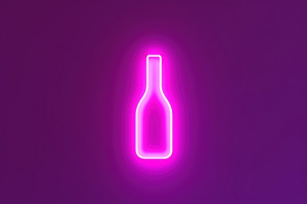 Pastel neon wine bottle light purple illuminated. AI generated Image by rawpixel.