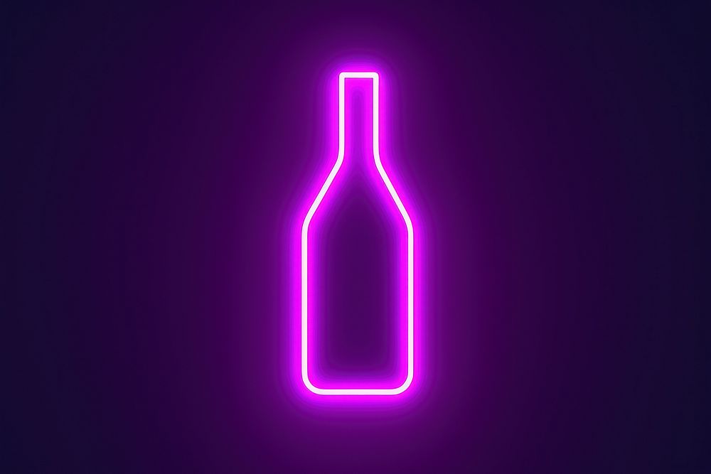 Pastel neon wine bottle light purple sign. AI generated Image by rawpixel.