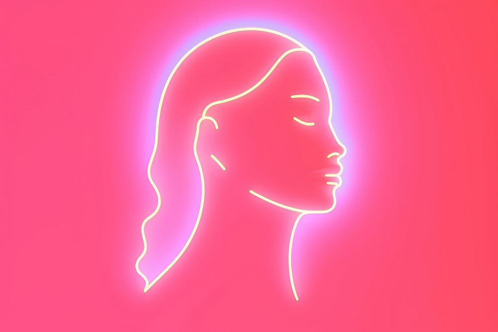 Pastel neon woman light illuminated astronomy. 