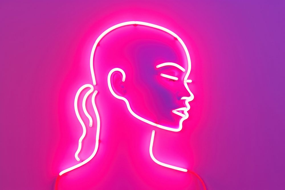 Pastel neon woman light illuminated creativity. AI generated Image by rawpixel.