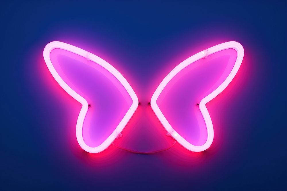 Pastel neon a pair of butterfly light sign illuminated. AI generated Image by rawpixel.