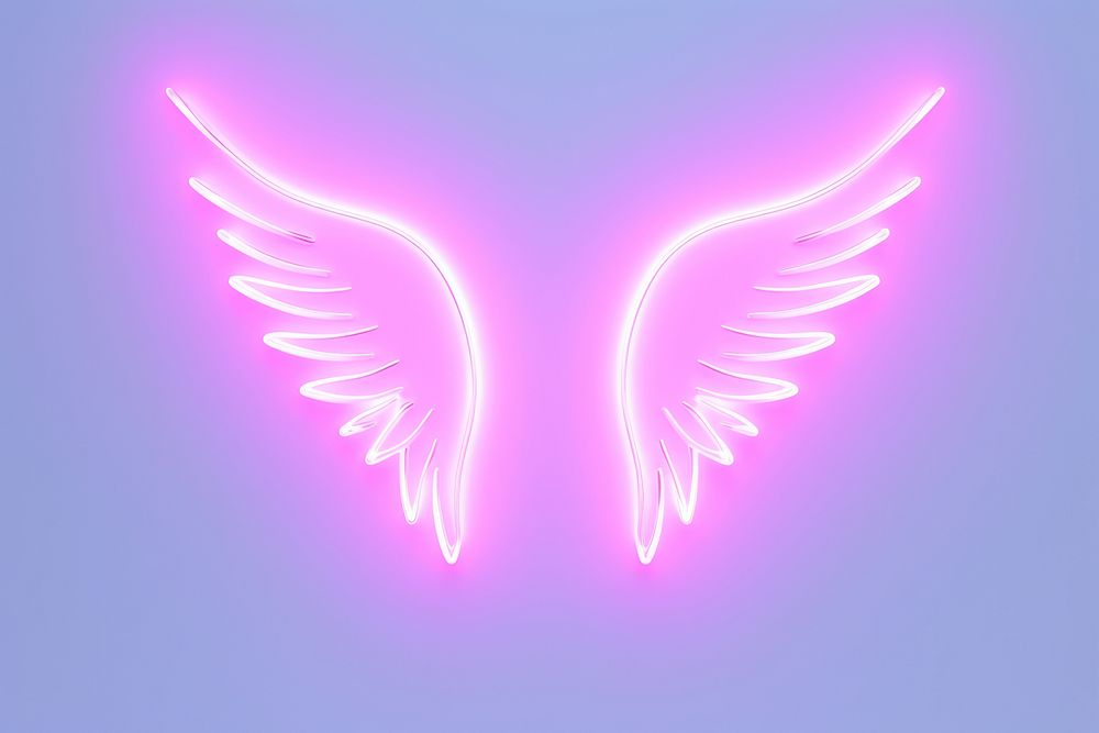 Pastel neon angel wings light illuminated darkness. AI generated Image by rawpixel.