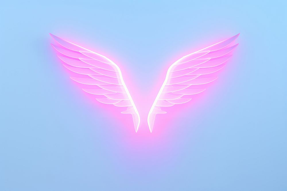 Pastel neon angel wings purple light illuminated. AI generated Image by rawpixel.