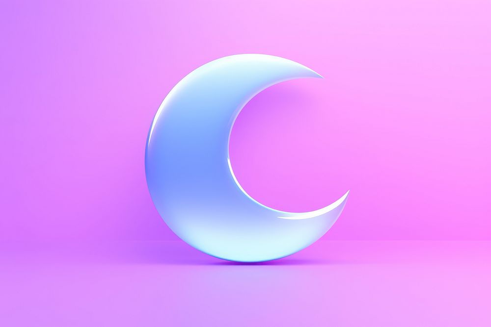 Pastel neon blue moon night astronomy crescent. AI generated Image by rawpixel.