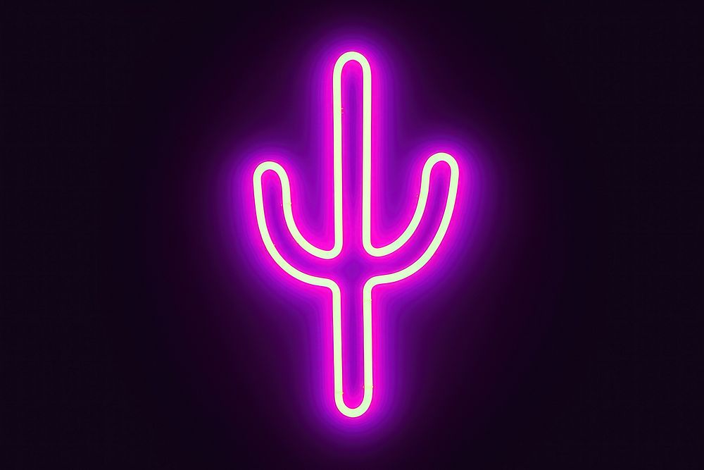 Pastel neon cactus light symbol sign. AI generated Image by rawpixel.