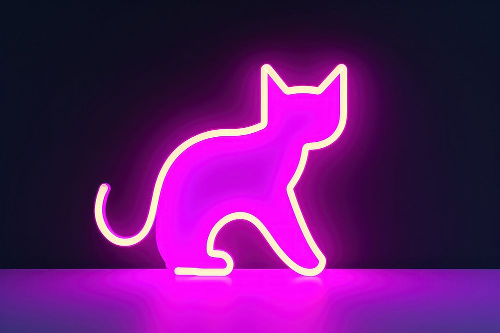 Pastel neon cat walking light representation illuminated. AI generated Image by rawpixel.