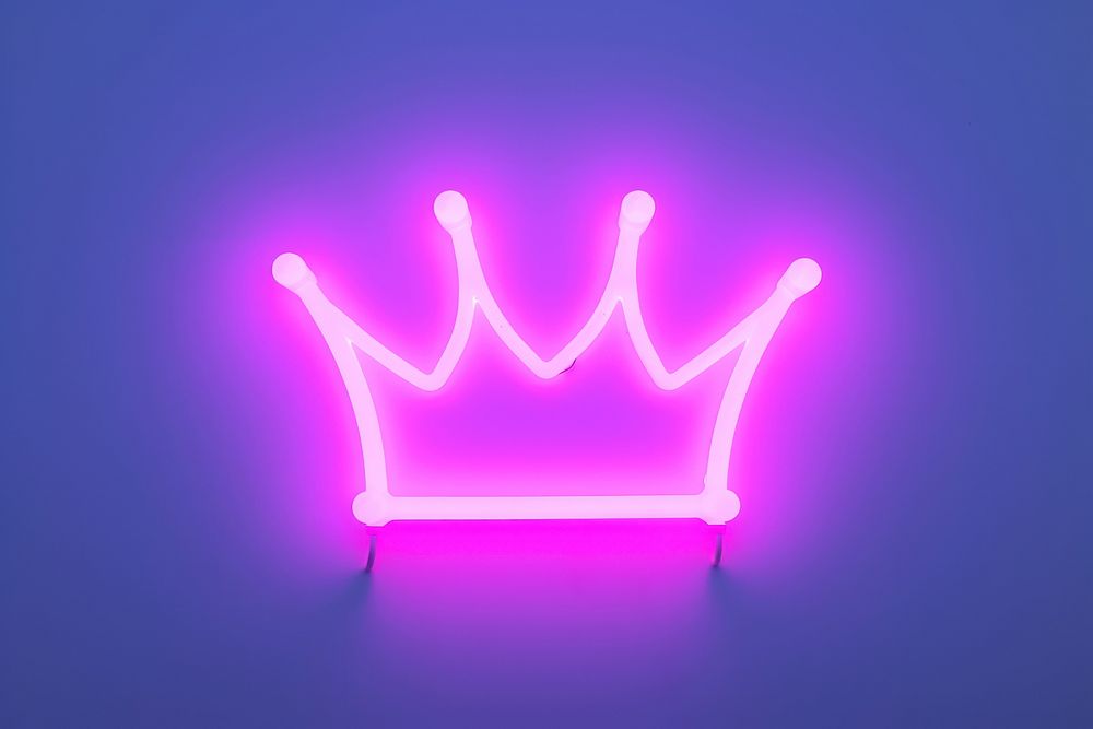Pastel neon crown light sign illuminated. AI generated Image by rawpixel.
