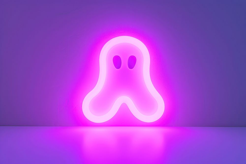 Pastel neon cute ghost light purple sign. AI generated Image by rawpixel.