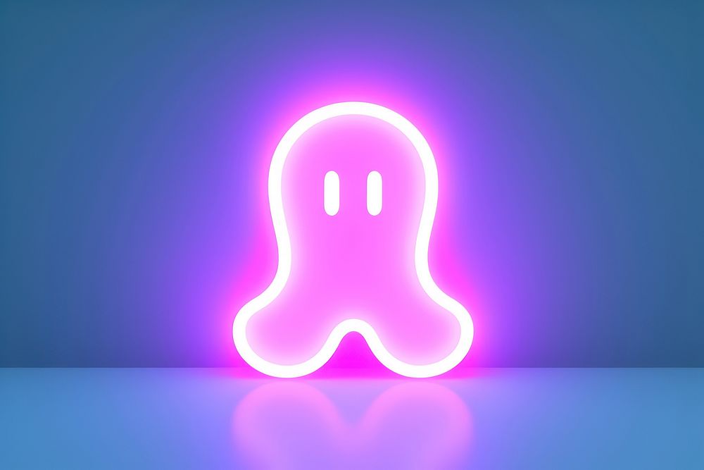 Pastel neon cute ghost night light sign. AI generated Image by rawpixel.