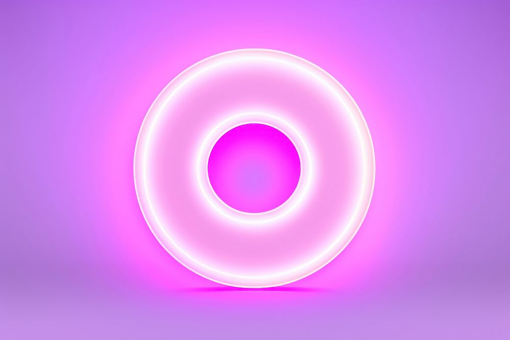 Pastel neon donut light purple illuminated. AI generated Image by rawpixel.