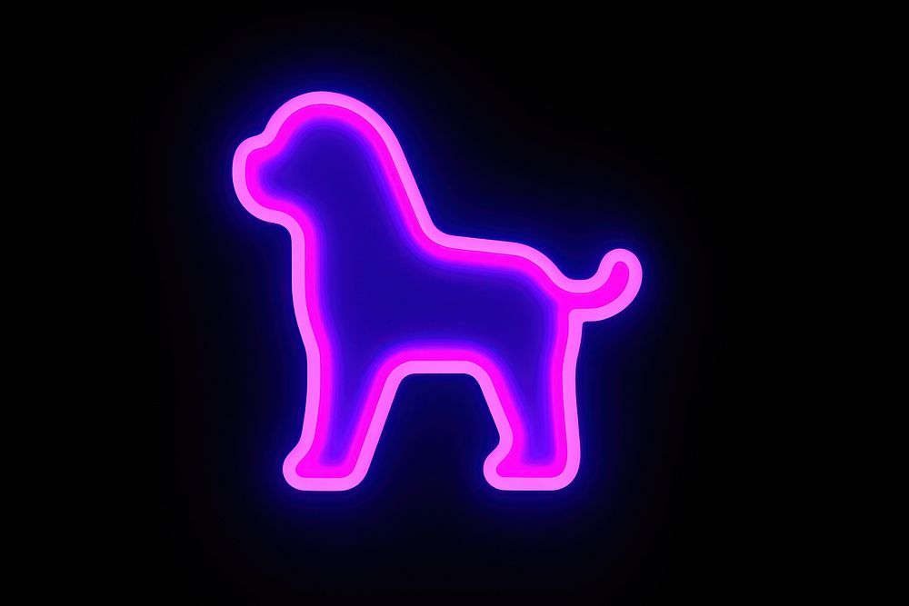 Pastel neon dog walking light purple representation. AI generated Image by rawpixel.
