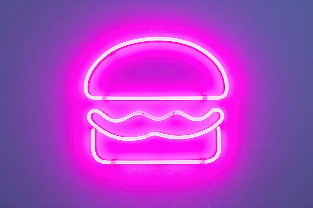 Pastel neon hamburger light sign illuminated. AI generated Image by rawpixel.