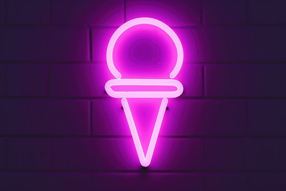 Pastel neon ice cream light purple sign. AI generated Image by rawpixel.