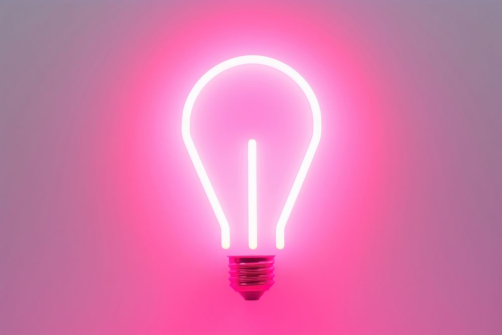Pastel neon light bulb icon lightbulb lamp illuminated. AI generated Image by rawpixel.