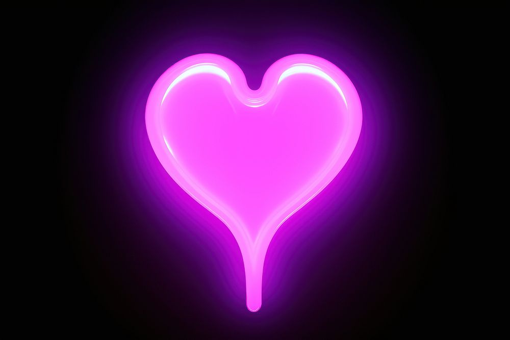 Pastel neon melting heart light purple night. 