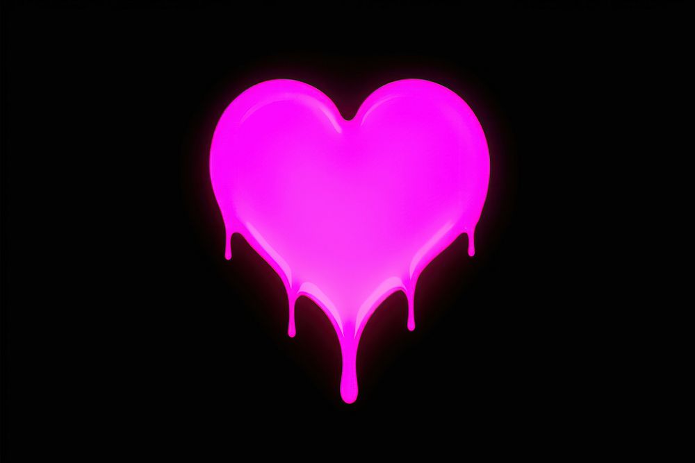 Pastel neon melting heart purple night illuminated. AI generated Image by rawpixel.