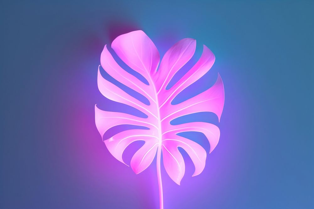 Pastel neon monstera leaf light purple nature. AI generated Image by rawpixel.